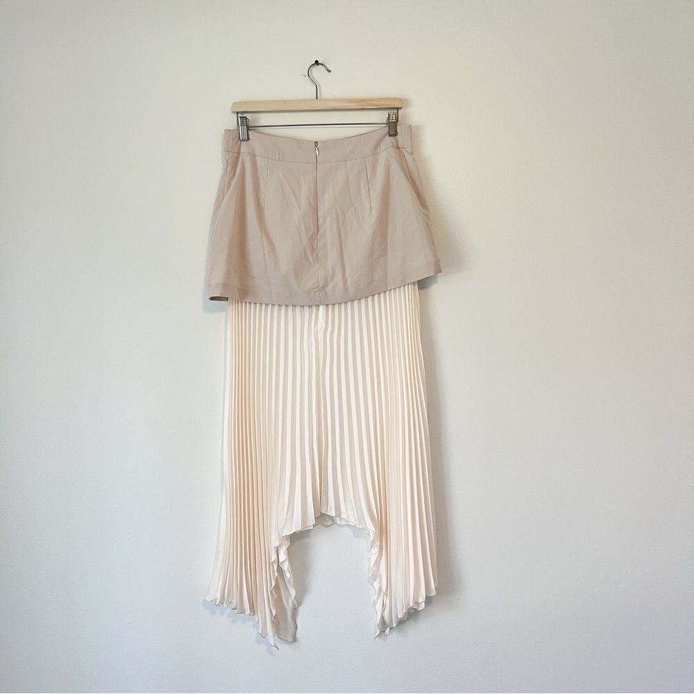 Commense Asymmetrical Pleated Midi Skirt NEW Size Large in Cream - Picture 7 of 10